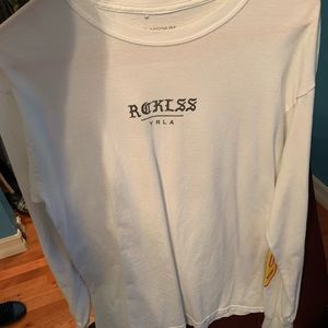 Young&Reckless men’s white long sleeve w flames